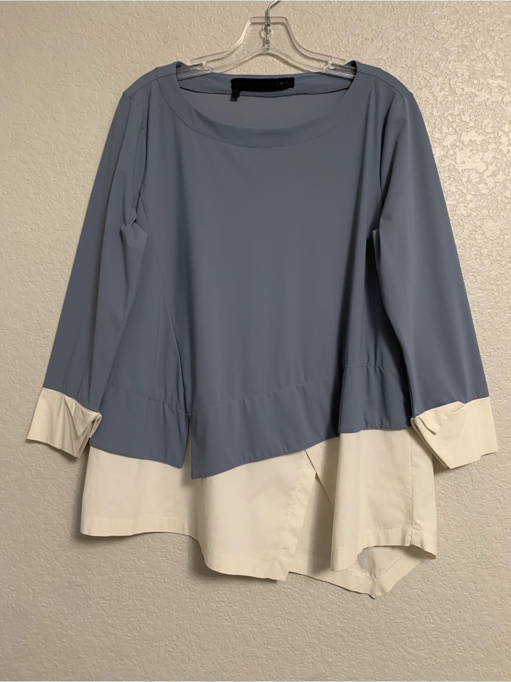 Porto San Francisco Top Womens 2/M Asymmetrical Lagenlook Artsy Avant Garde Blue